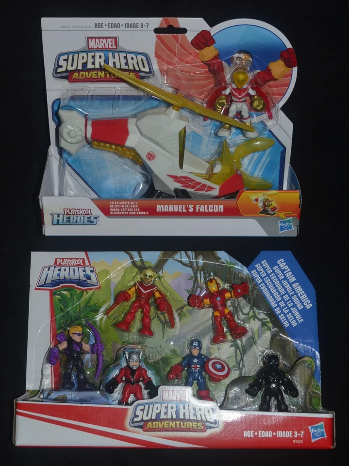 FALCON GARRA HELICÓPTERO Y SUPER ESCUADRÓN DE LA JUNGLA Marvel Super Hero Adventures en paquete Foto 1 de 4