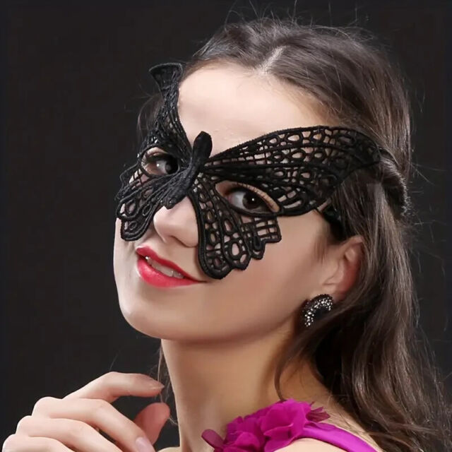 Night Visionz Lace Eye Mask in Black & Grey & Silver