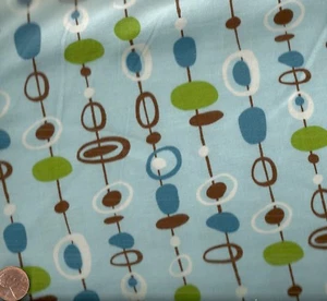 Mingle blue brown green funky retro stripe Kaufman fabric - Picture 1 of 1