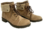 White Mountain Womens Savada Suede Leather Ankle Boots Sherpa Accent Booties 8.5