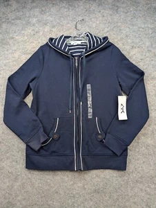 Giacca Anne Klein donna blu medio con cappuccio zip pista golf outdoor sport - Foto 1 di 13