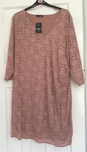 BNWT Quiz dusky pink 3/4 sleeve lace dress Plus size 28 - Picture 1 of 6