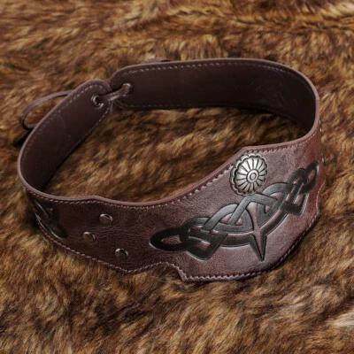 Diadema de círculo medieval unisex cosplay cuero PU corona anillo de cabeza de guerrero Foto 1 de 4