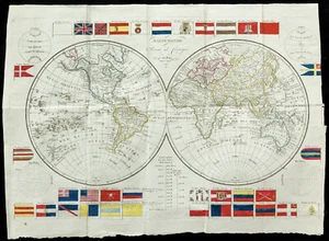 1820 - Rare Mappemonde. map Old François Robert - Picture 1 of 10