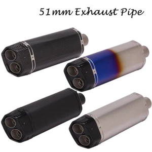 51mm Motorcycle Exhaust Escape Tips ATV Muffler Tail Tube 420mm with Two Outlets - Picture 1 of 12