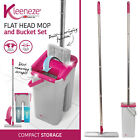 Kleeneze Flat Head Mop And Bucket Set,Compact Storage,Portable Pink/Grey