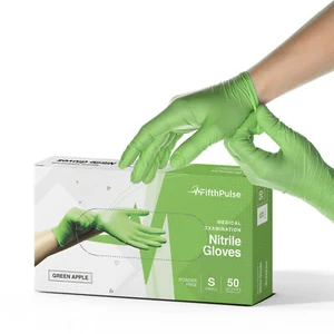 Guantes sin látex y sin polvo para examen de nitrilo de quinto pulso - verdes - 50 piezas (Sm) - Imagen 1 de 6