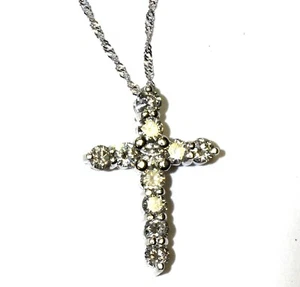 Nuevo Collar Colgante Cruz Diamante Oro Blanco 14k .27ct SI2 I1 I 2.7G 16" - Imagen 1 de 11