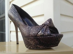 SERGIO ROSSI Reptile Peep Toe Platform Pump, 9.5-10, EU 40.5, NIB - Picture 1 of 12