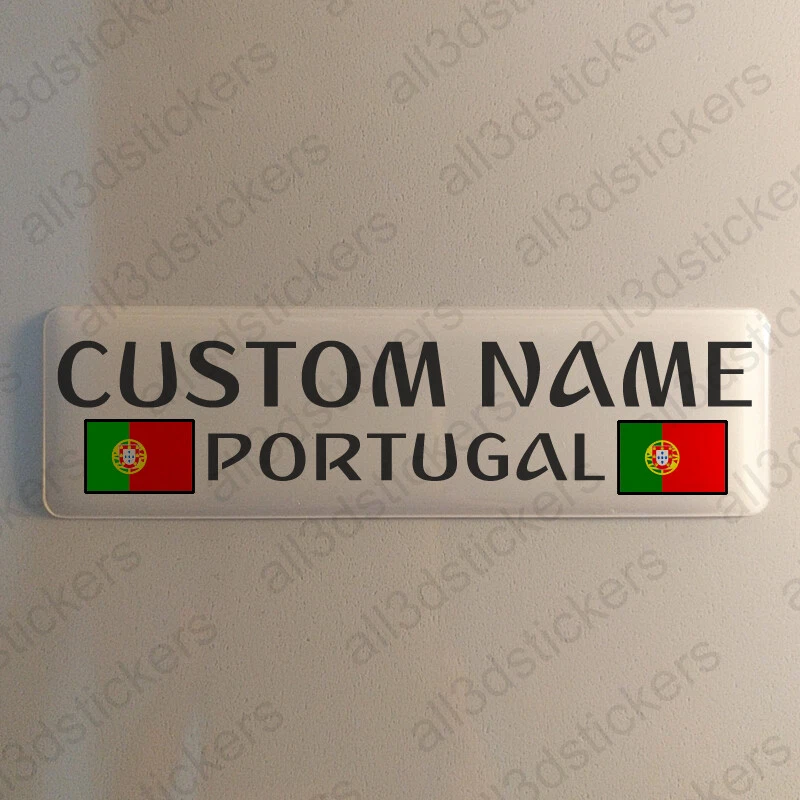 Portugal Sticker Custom Name 4.70x1.18" Domed Resin 3D Stickers Flag Adhesive - Image 1 of 1