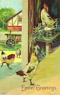 Carte postale Vntage - Vœux de Pâques, poulets de basse-cour, nidification de poulet