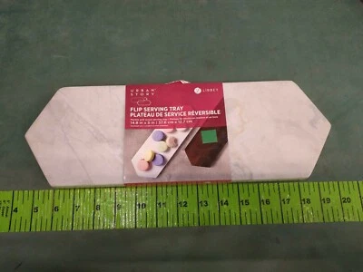 Libbey Urban Story Wood and Marble Flip Tray, 14.8" x 5" new with tags - Image 1 of 4