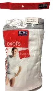 Hanes 3 Pair Men's 2X White Cotton Brief Underwear Men's Clothing - Picture 1 of 6