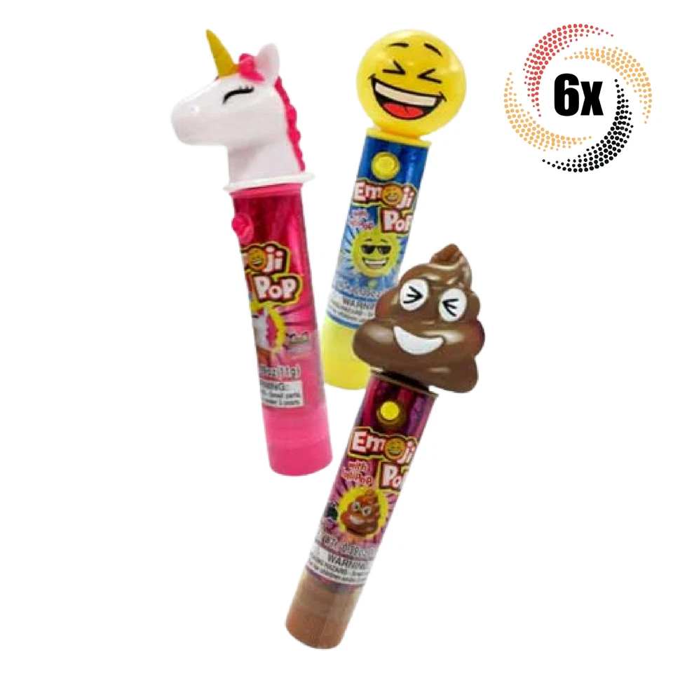 6x Pops Kidsmania Emoji Pop Assorted Flavor Lollipops Light Up Candy | .39oz - Image 1 of 1