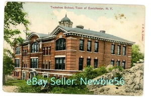 Tuckahoe NY - TUCKAHOE SCHOOL BUILDING - Hand Colored Postcard Eastchester - Imagen 1 de 2