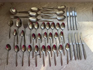 Oneida Community Twin Star Atomic Starburst Vtg Silverware Set 45 Pc - Picture 1 of 11