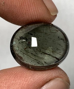 Gorgeous Natural Superb Gray Color Tourmaline Smooth Sugar Oval Shape 14x17.5MM - Picture 1 of 22