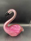 Pink Flamingo Glass Figurine - MCM bird sculpture