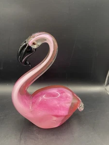 Pink Flamingo Glass Figurine - MCM bird sculpture - Picture 1 of 8