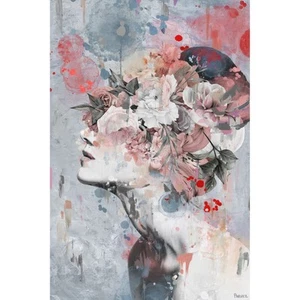 'Pink Flower Face' Painting Print on Wrapped Canvas - - Picture 1 of 25