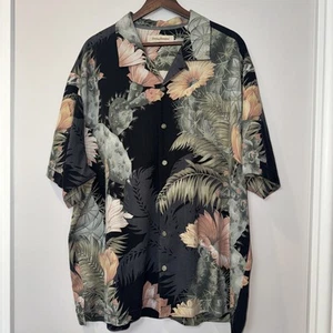 Camisa Tommy Bahama Para Hombres Negra XL Seda TB93 Jungle Tropic Palm Aloha Hawaiana Usada en Excelente Condición - Imagen 1 de 6
