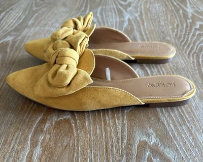 Toboganes de mula con lazo de gamuza amarillo mostaza punta J CREW para mujer talla 8,5 Foto 1 de 4