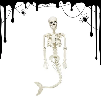 骷髅,100 厘米真人大小骨架美人鱼万圣节户外装饰可移动 — 第 1/4 张图片
