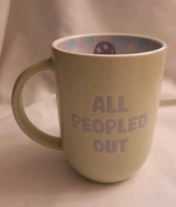 Nicole Miller New York Light Green Coffee Mug "ALL PEOPLED OUT" - Picture 1 of 4