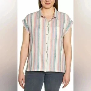 Orvis Damen Gestreiftes Hemd mit Knopfleiste Kurzarm Freizeit Oberteil - Bild 1 von 10