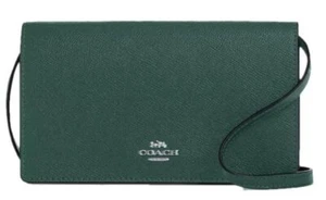 Borsa a tracolla Coach Anna pieghevole pochette verde pieghevole con tracolla - Foto 1 di 5