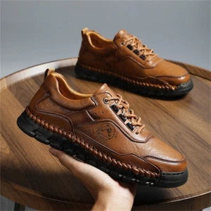 Men's Outdoor Waterproof Anti-slip Hiking Shoes Men's Leather Sneaker - Foto 1 di 11