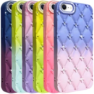 For Apple iPhone 16e Phone Case Shockproof Floral Joy Glitter Leather Feel Cover - Picture 1 of 22