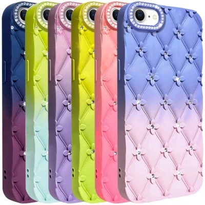 For Apple iPhone 16e Phone Case Shockproof Floral Joy Glitter Leather Feel Cover - Image 1 of 4