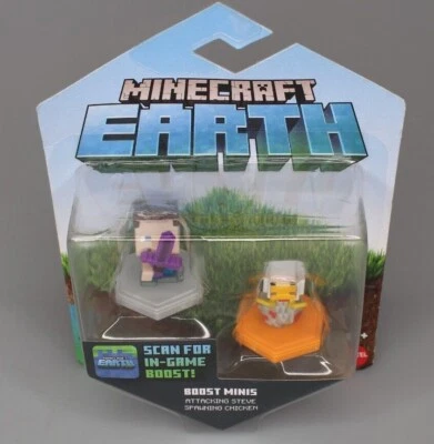 Minecraft Earth Mini Attacking Steve and Spawning Chicken Figura 2pk Nuevo Foto 1 de 2