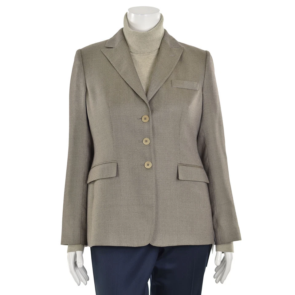 Chaqueta blazer para mujer Armani Collezioni color topo ojo de pájaro mezcla seda/cachemira talla 14 Foto 1 de 4