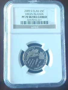 2009-S Clad 25c Silver Virgin Islands Quarter NGC PF70 Ultra Cameo - Picture 1 of 1