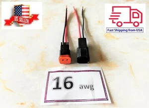 6" Assembled Black Deutsch 2Pin,16 AWG waterproof connector wire (black) - Picture 1 of 1