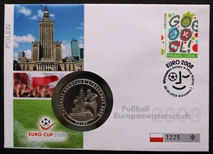 Polen 2008 Numis- Medaillenbrief 500er SILBER PP Fussball Europameisterschaft - Picture 1 of 2