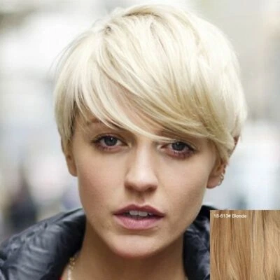 Lo último Pelucas rubias rectas cortas pelucas brasileñas de cabello humano sin encaje pelucas de pixie  Foto 1 de 4