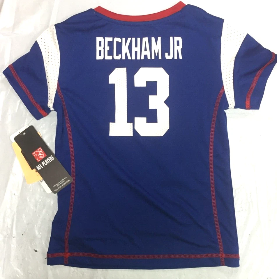 Camiseta de fútbol americano Odell Beckham Jr #13 New York Giants para niñas con cuello en V elige la talla Foto 1 de 2