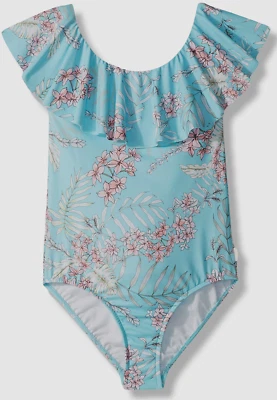 $72 Traje de baño Seafolly Niño Niña Azul Floral Hombro Volantes Una pieza Talla AUS 12 Foto 1 de 2