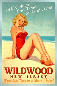 Wildwood New Jersey Küste Poster Strand Reise Pin Up Girl Cyrus Kunstdruck 167 - Bild 1 von 2