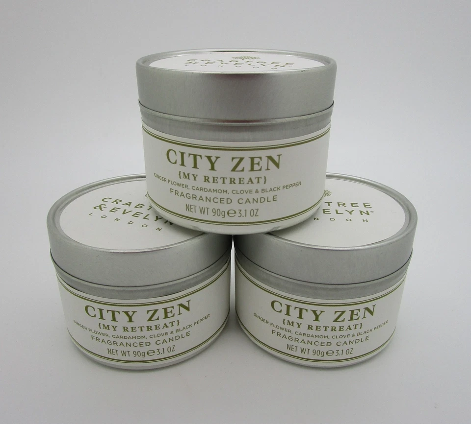Vela perfumada City Zen Crabtree & Evelyn en lata de viaje - Lote de 3 Foto 1 de 1