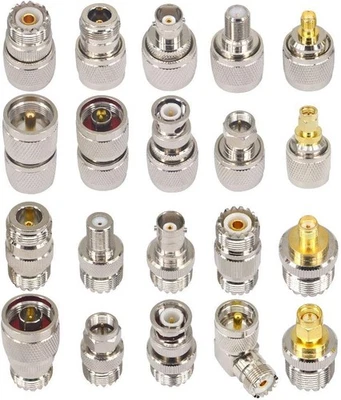 Boobrie 20PCS RF Coaxial Connector Kit UHF Adapter Set silver  - Image 1 of 4