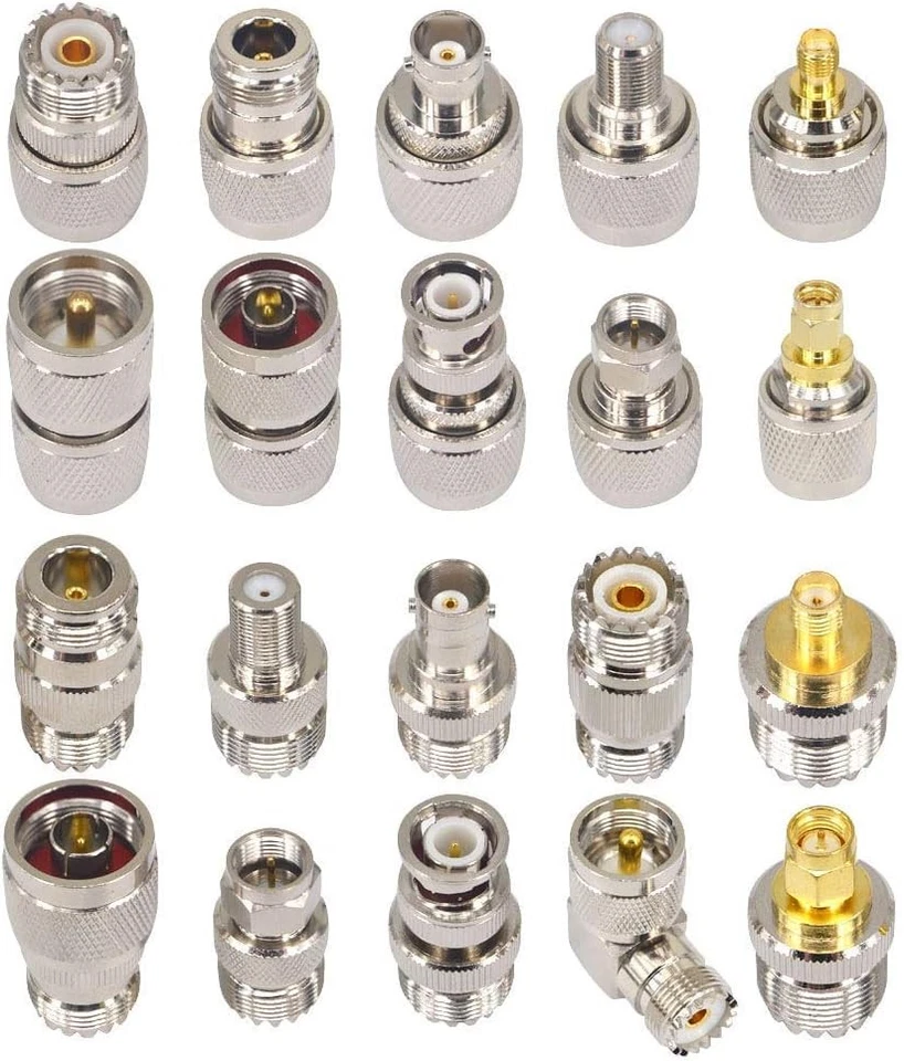 Boobrie 20PCS RF Coaxial Connector Kit UHF Adapter Set silver  - Image 1 of 4