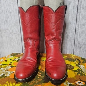 Vintage rote glitzernde Leder Justin Western Cowgirl Stiefel, Größe 6B - Bild 1 von 8