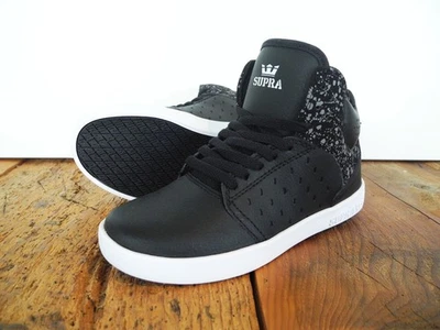 SUPRA FOOTWEAR - ATOM NIÑOS ZAPATOS SNEAKER NUEVO BLACK-WHITE TALLA:US 1 EUR 32 - Imagen 1 de 4