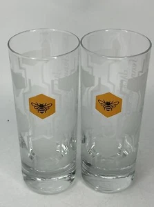 Jack Daniels Tennessee Honey Bee Pattern Glasses 6 Inches Tall Set Of 2 - Picture 1 of 6