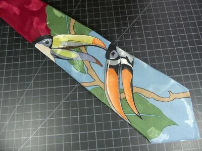 Corbata vintage con pistas de animales para hombre años 90 tucán pájaro animales salvajes Foto 1 de 4