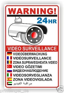 Schild Aufkleber Warnschild Hinweisschild VIDEOÜBERWACHUNG in 9 Sprachen Vi22 - Bild 1 von 1